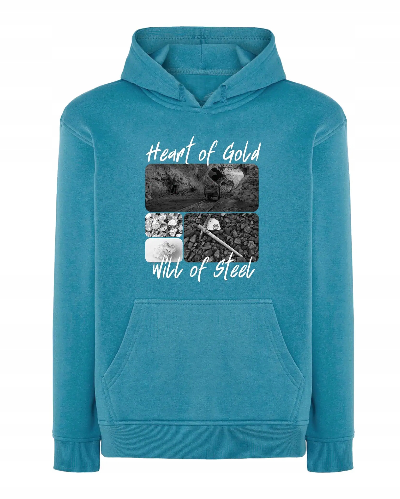 Mikina s kapucí Dárek pro horníka Umělecká koláž Modrá M