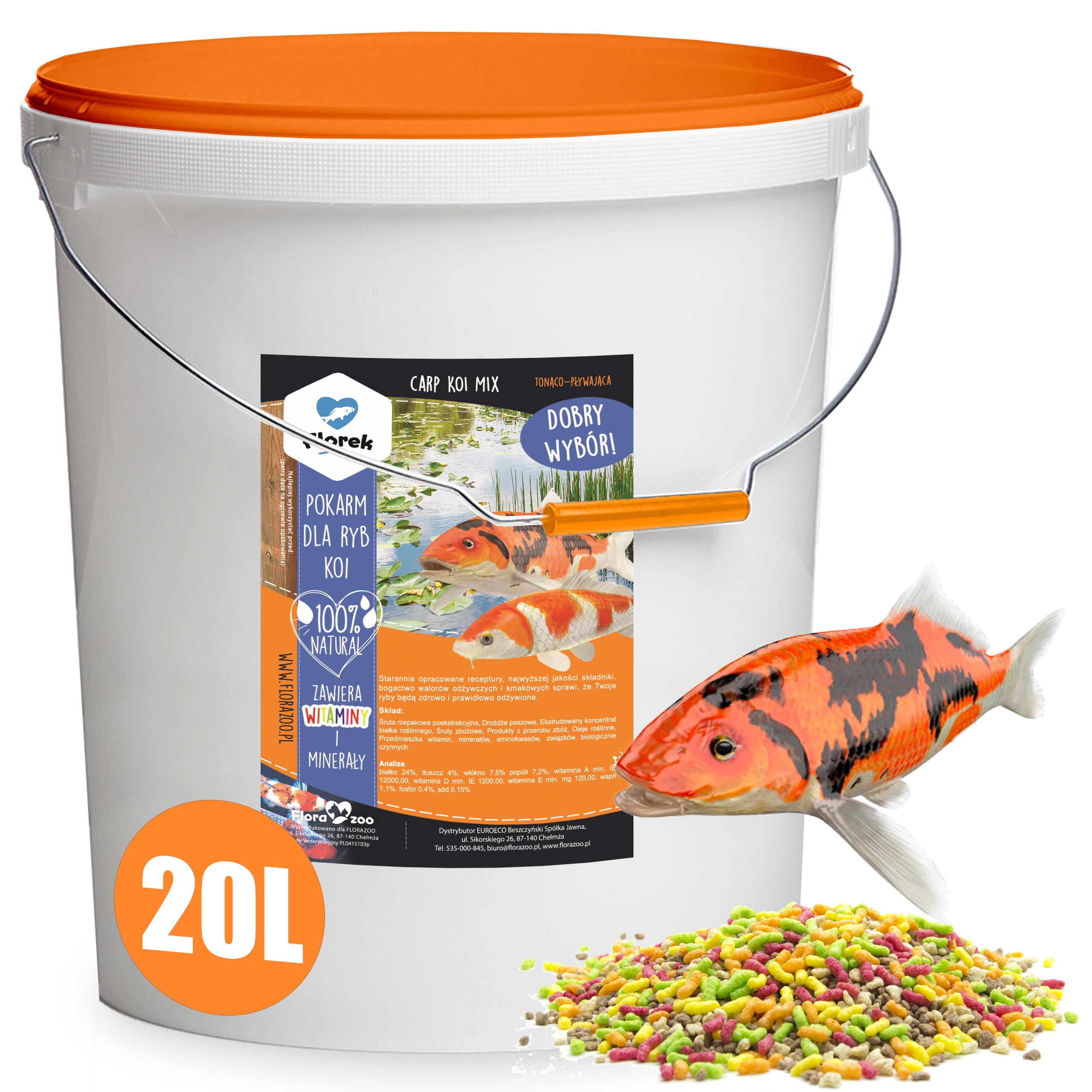 POKARM DLA RYB KOI KARPI KARMA MIX OCZKO WODNE Marka FloraZoo