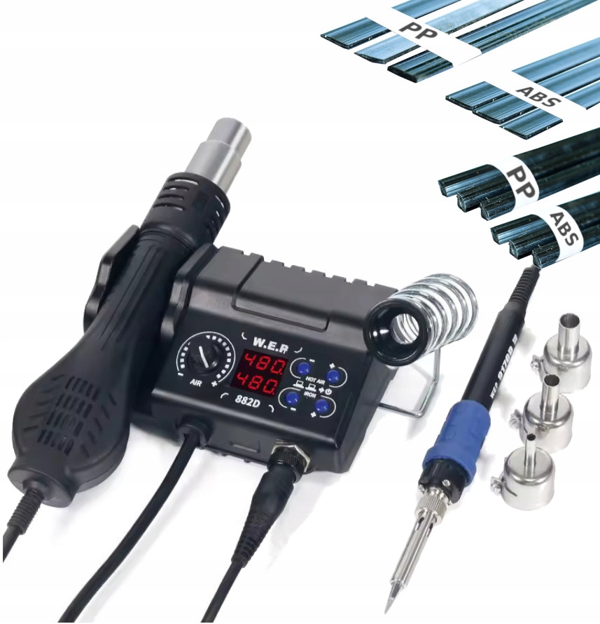 Spawarka do plastiku WEP 882D HOTAIR GROTÓWKA +3xDysze Plastik 1-120l/min