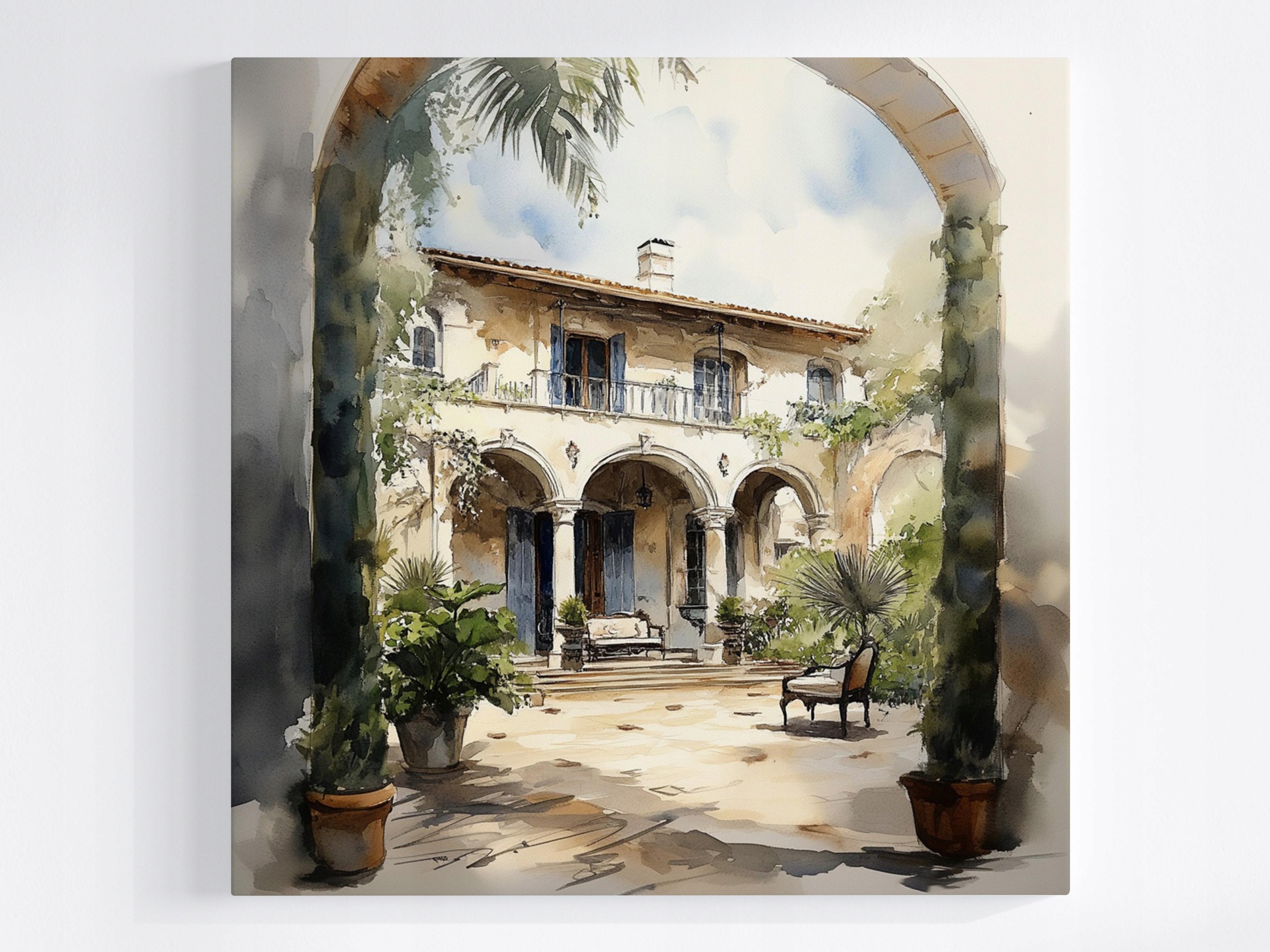 Obraz Na Plátně Canvas Dům Vila Rezidence Dvorek Patio Itálie 80x80