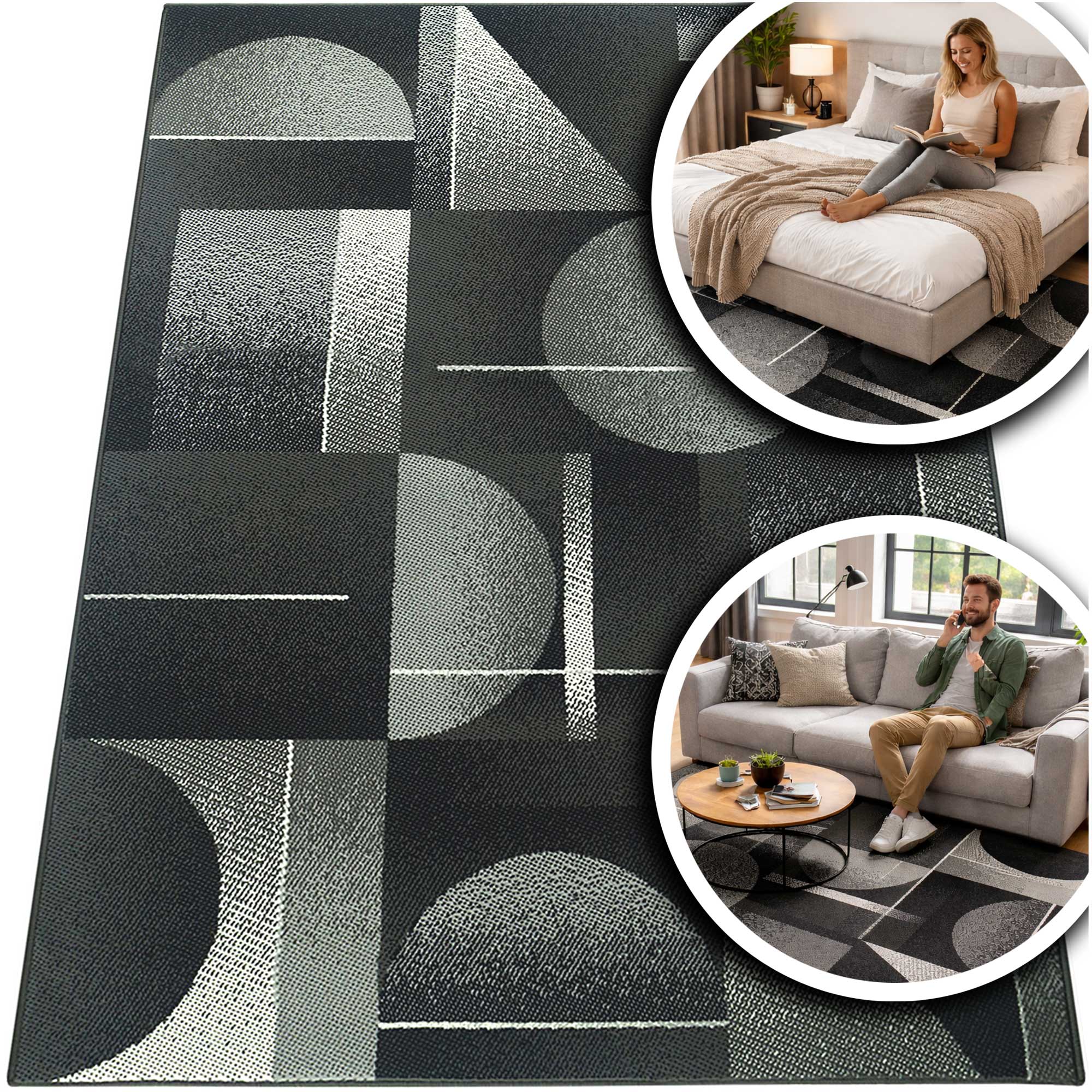 Šedý Koberec Do Obývacího Pokoje Venezia Grafitový Koberec Do Ložnice Nízký 80x150