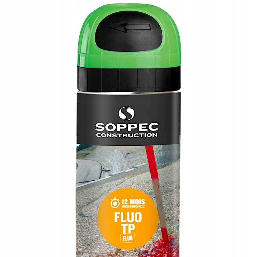 Soppec FLUO TP Spray Farba geodezyjna zielona Kolor fluorescencyjny zielony
