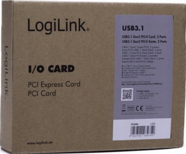 LogiLink karta PCI Express 2x USB 3.1 Stan opakowania oryginalne