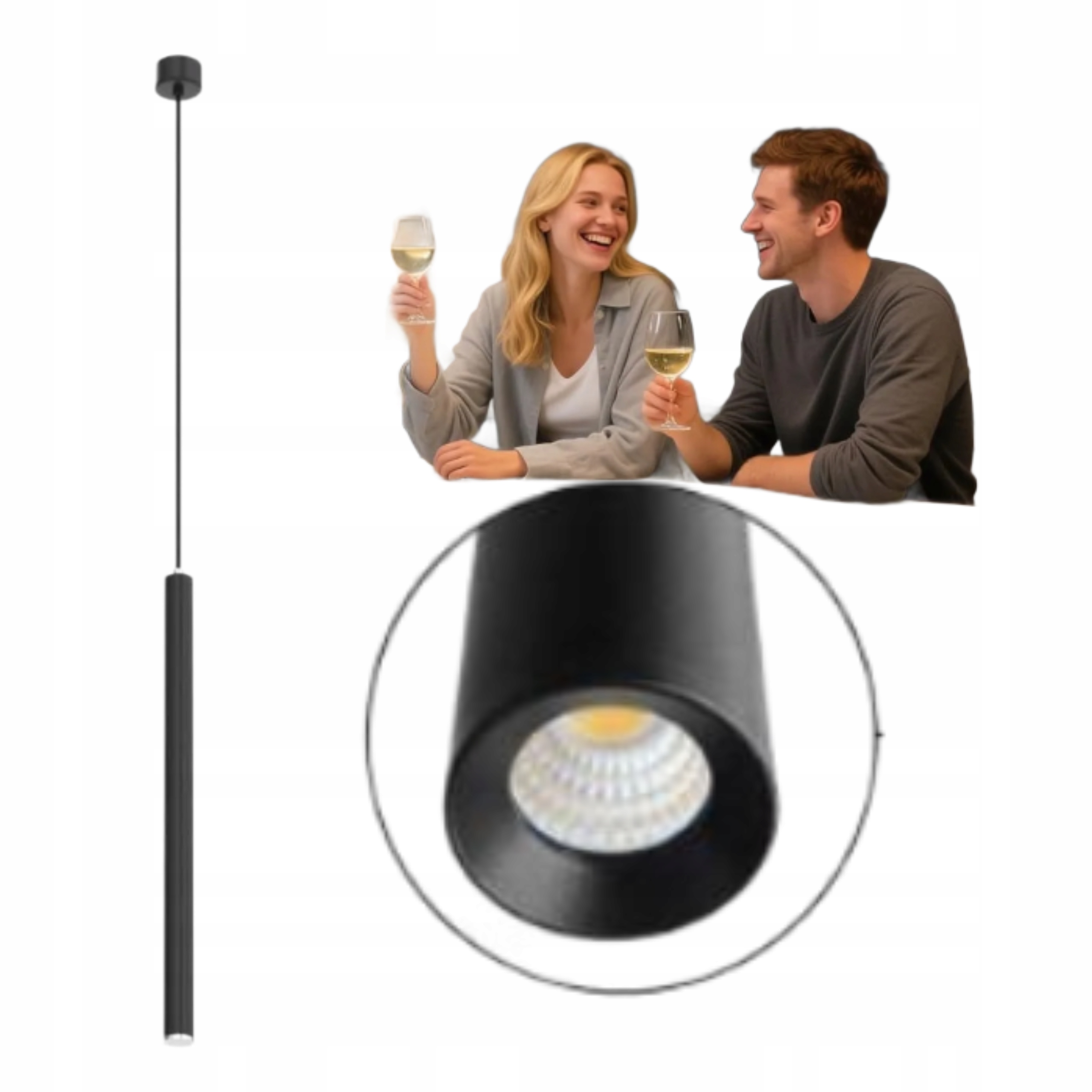 Závěsná Led lampa 30 cm černá do ložnice obývacího pokoje Jídelna teplá bílá