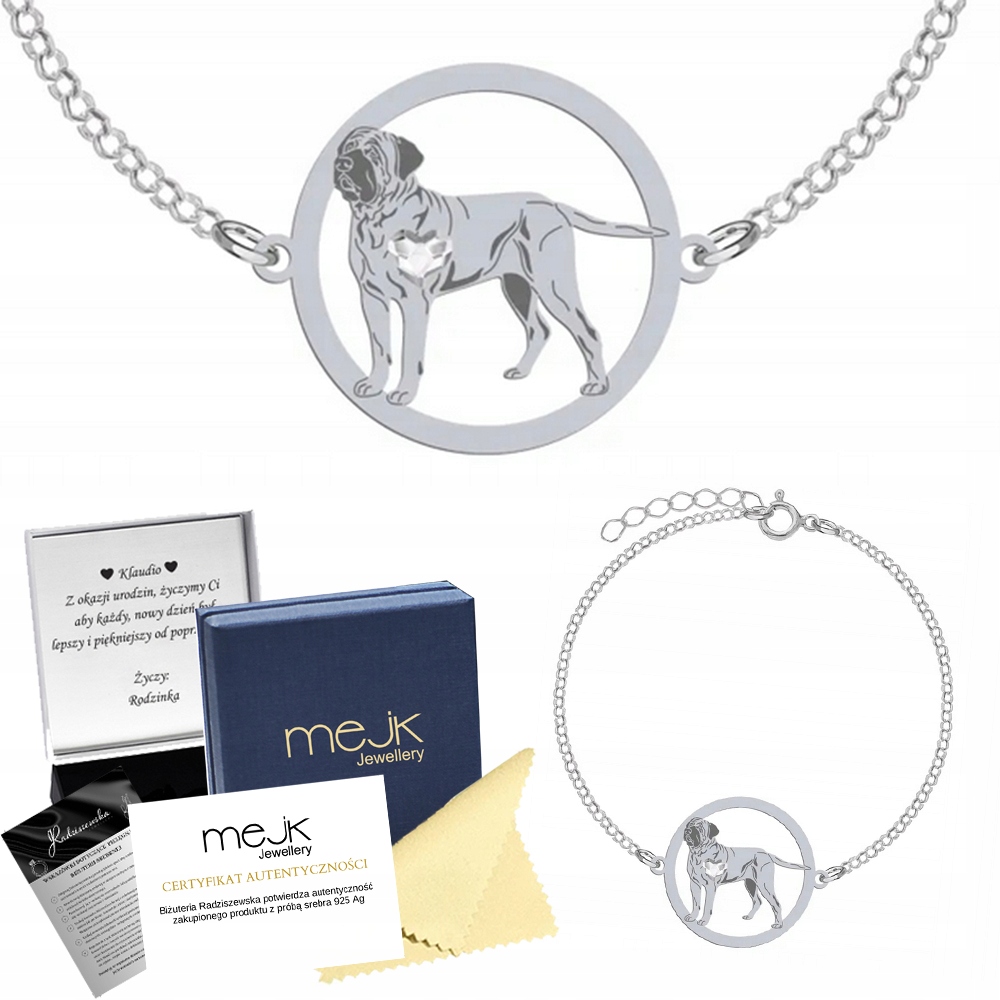 Stříbrný náramek s Tosa Inu 925 Šperky jako Dárek k narozeninám Gravírování