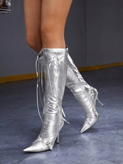 KOZAKI DAMSKIE METALICZNE NA OBCASIE ZAMEK 36 V9A Oryginalne opakowanie producenta brak