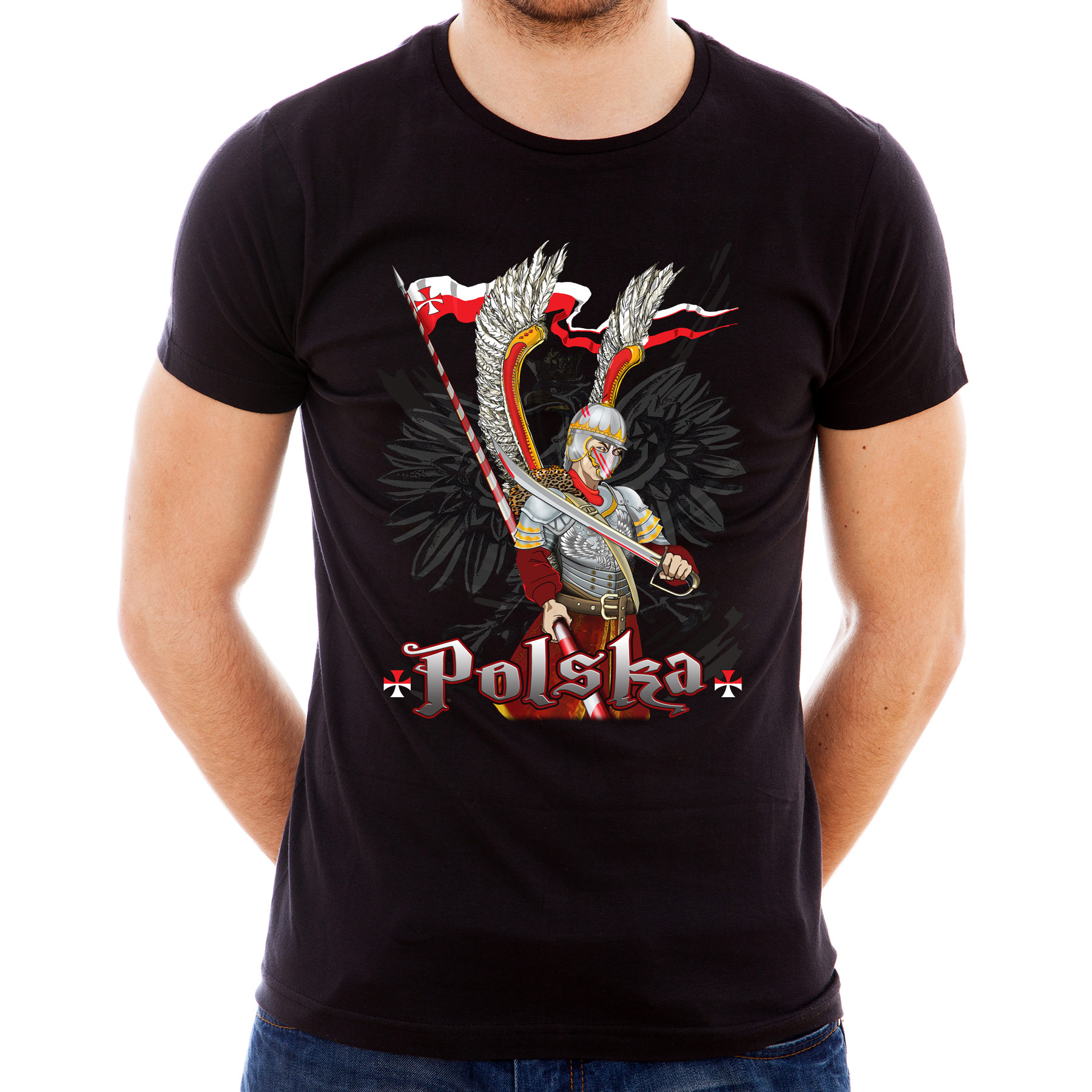 

Koszulka Polska Husarz (M):: L,: czarny