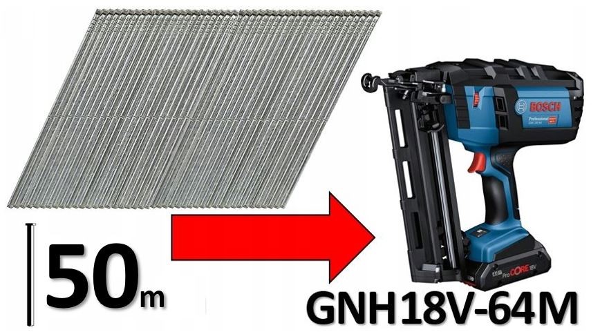 Gwoździe 50MM typ SK64 50G do gwoździarka Bosch GNH18V-64M Professional