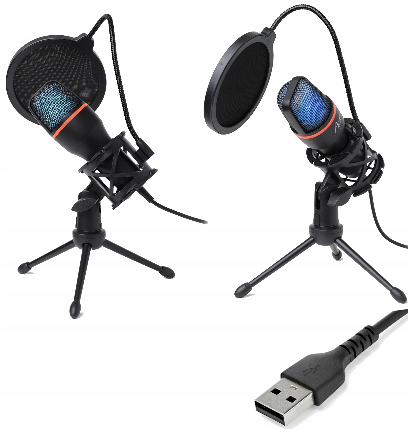

Mikrofon Do Komputera Pc Pojemnościowy Usb Led Rgb