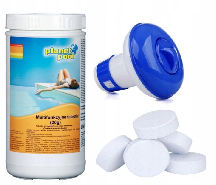 TABLETKI MULTI CHLOR BASENU BASEN 20g + DOZOWNIK