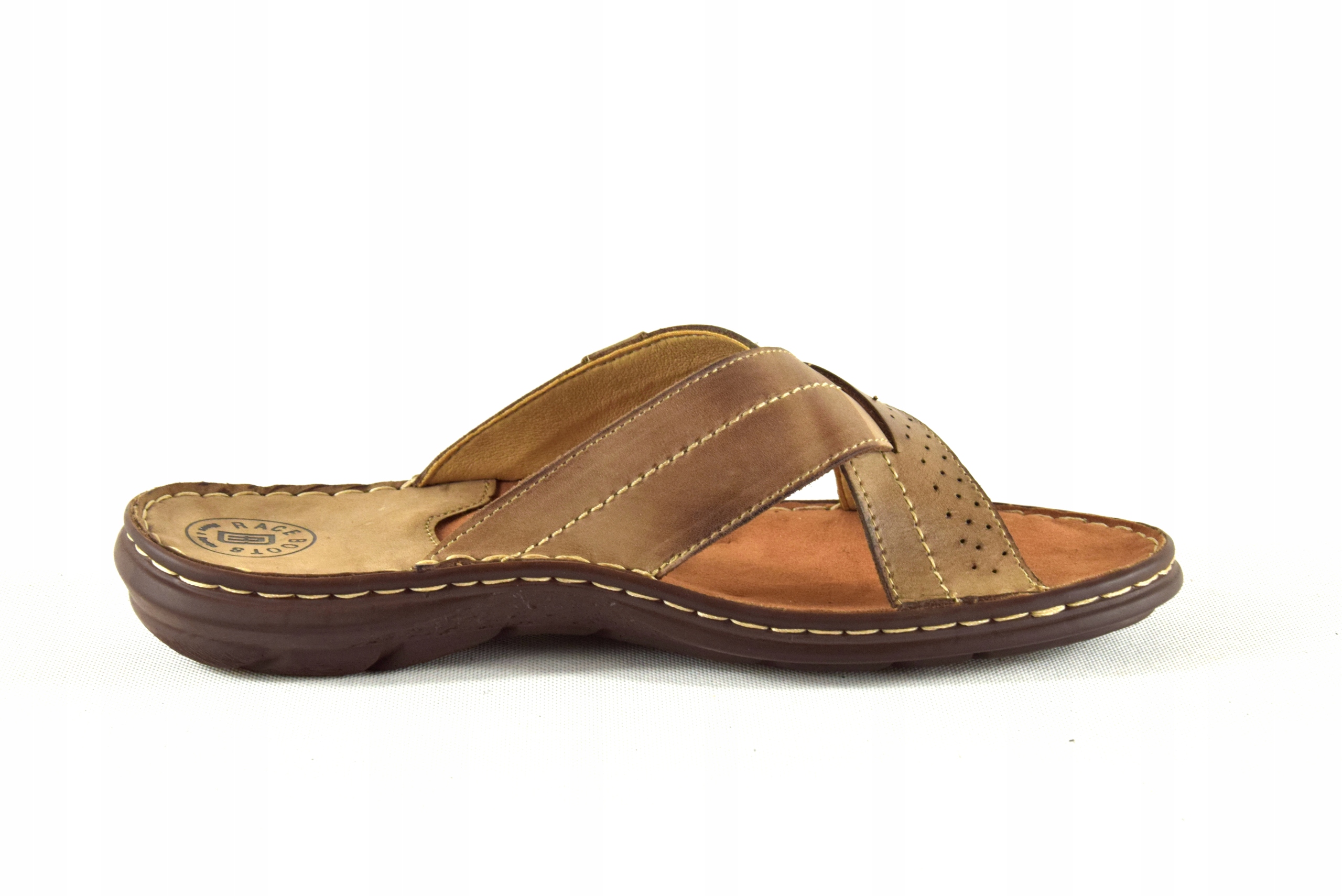 KLAPKI SKÓRZANE MĘSKIE BRĄZOWE POLSKIE K2 Płeć mężczyzna