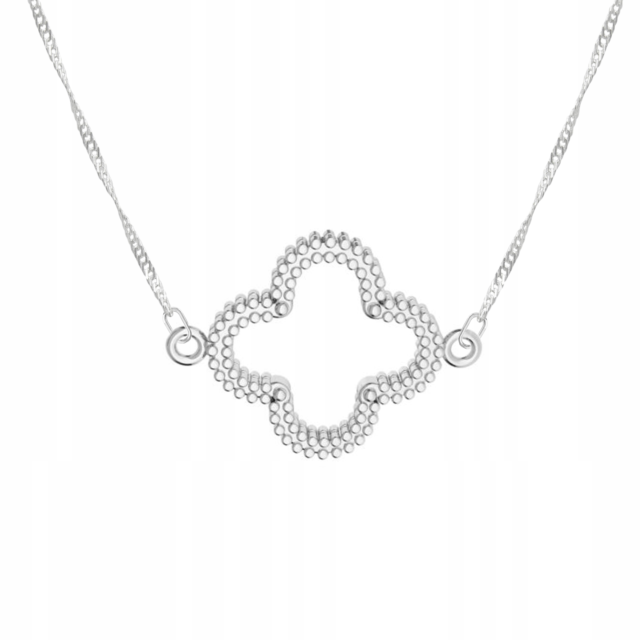 Stříbrný řetízek náhrdelník 925 Květina Čtyřlístek