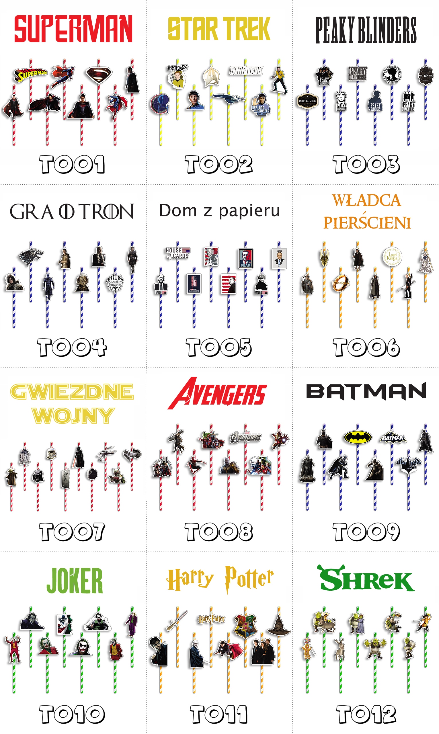 SŁOMKI URODZINOWE z POSTACIAMI - PSI PATROL CHASE SKYE BAJKI - 8 szt. Marka Worldcase