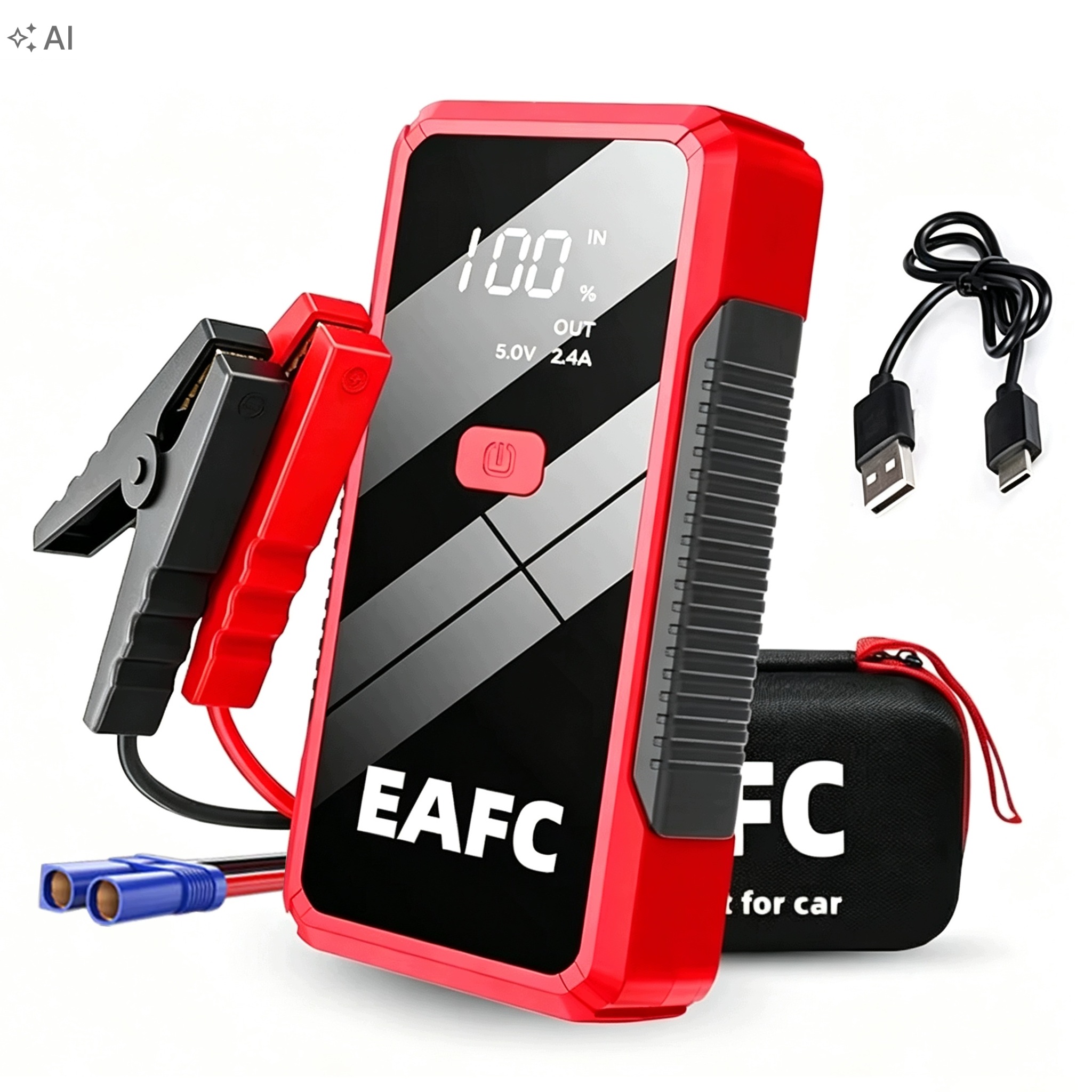 Mocny Booster Rozruchowy 12V 2000A Powerbank Latarka