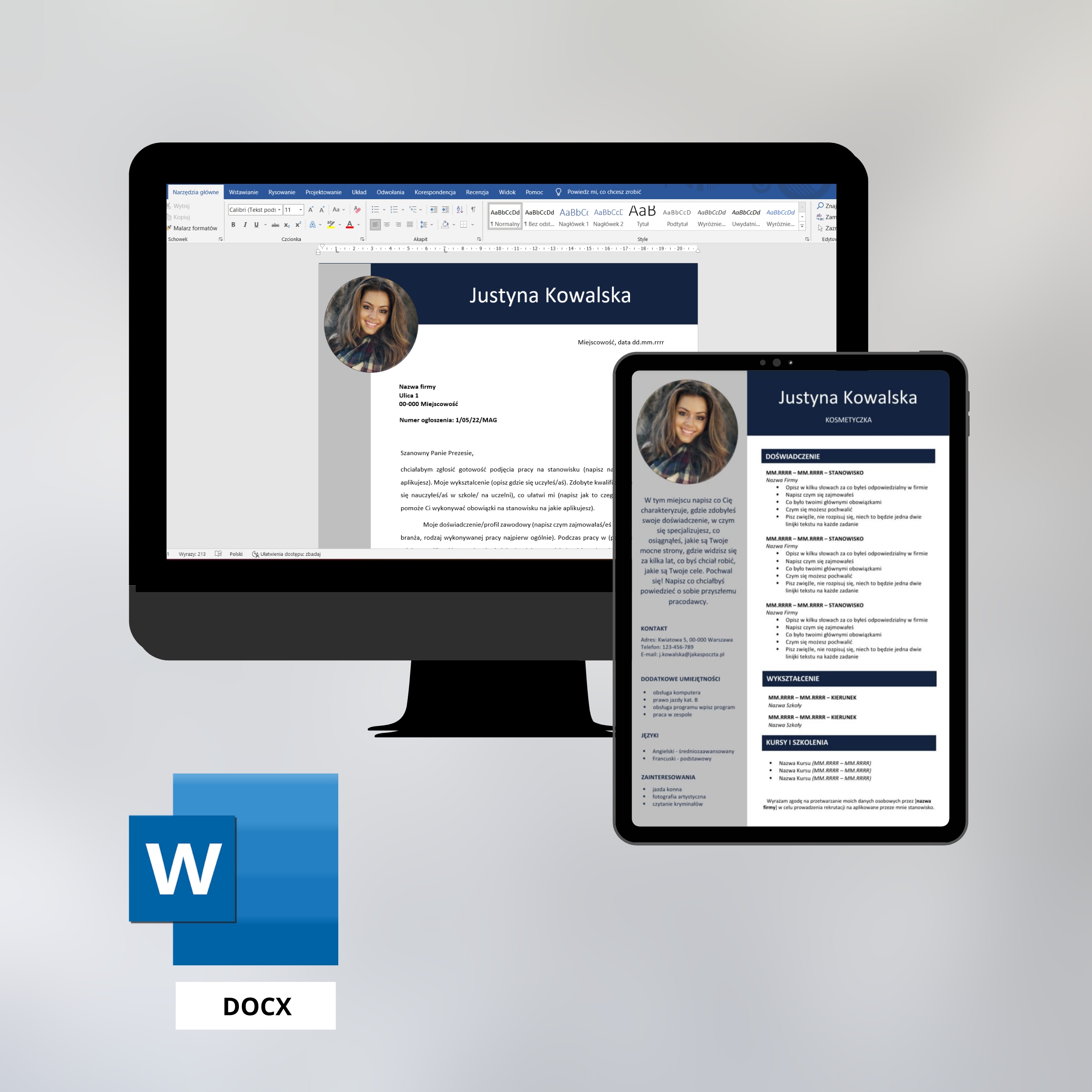 Komplet 4/22/K Szablon CV + List Motywacyjny PL Rodzaj szablony