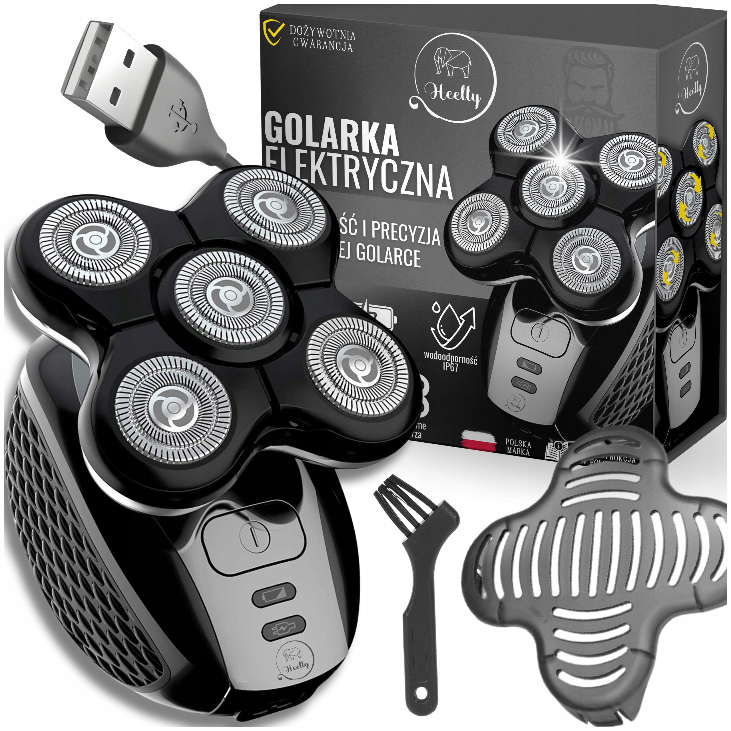 Golarka Heelly Golarka Elektryczna Męska do Golenia Głowy Brody Włosów
