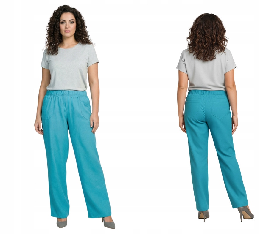 Lněné letní kalhoty Cevlar barva tyrkysová velikost 50