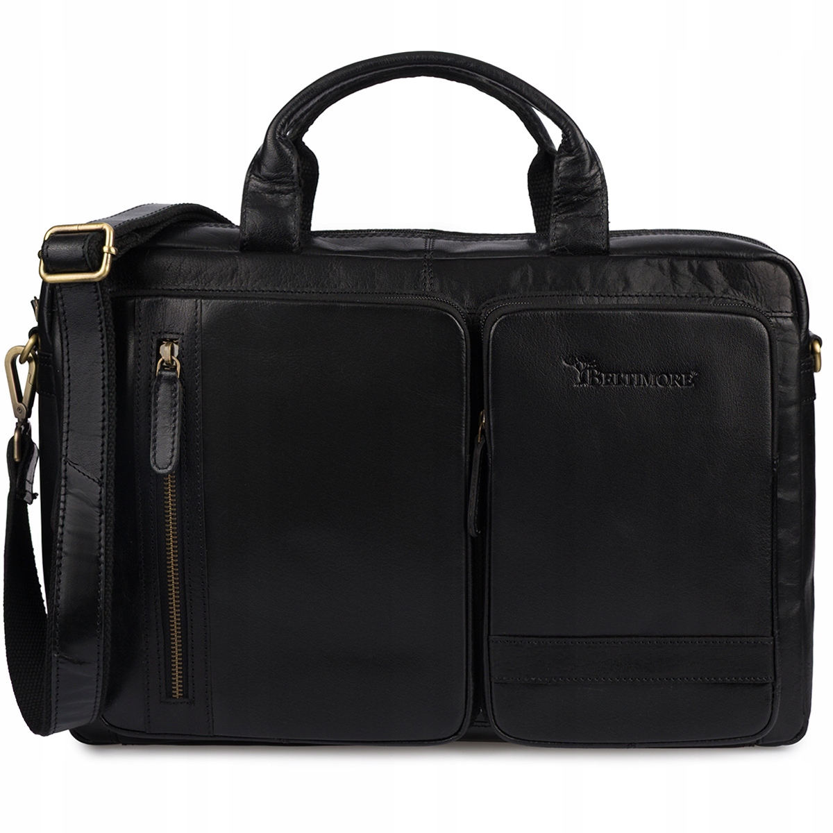 Pánská kožená taška přes rameno pro notebook 15,6 velká černá obchodní Beltimore