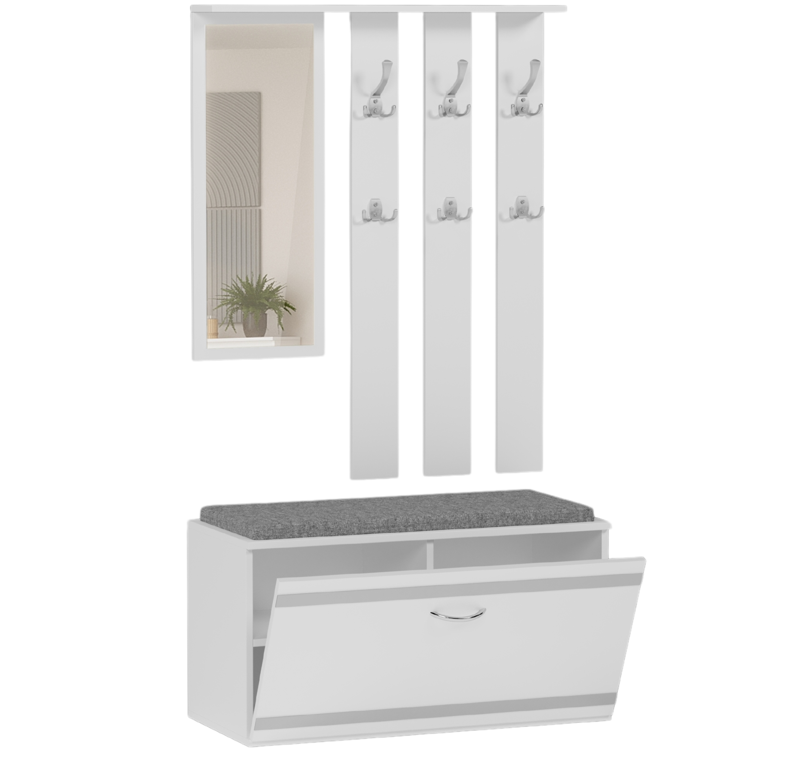 Garderoba wieszak szafka na buty lustro biała V-2 Producent