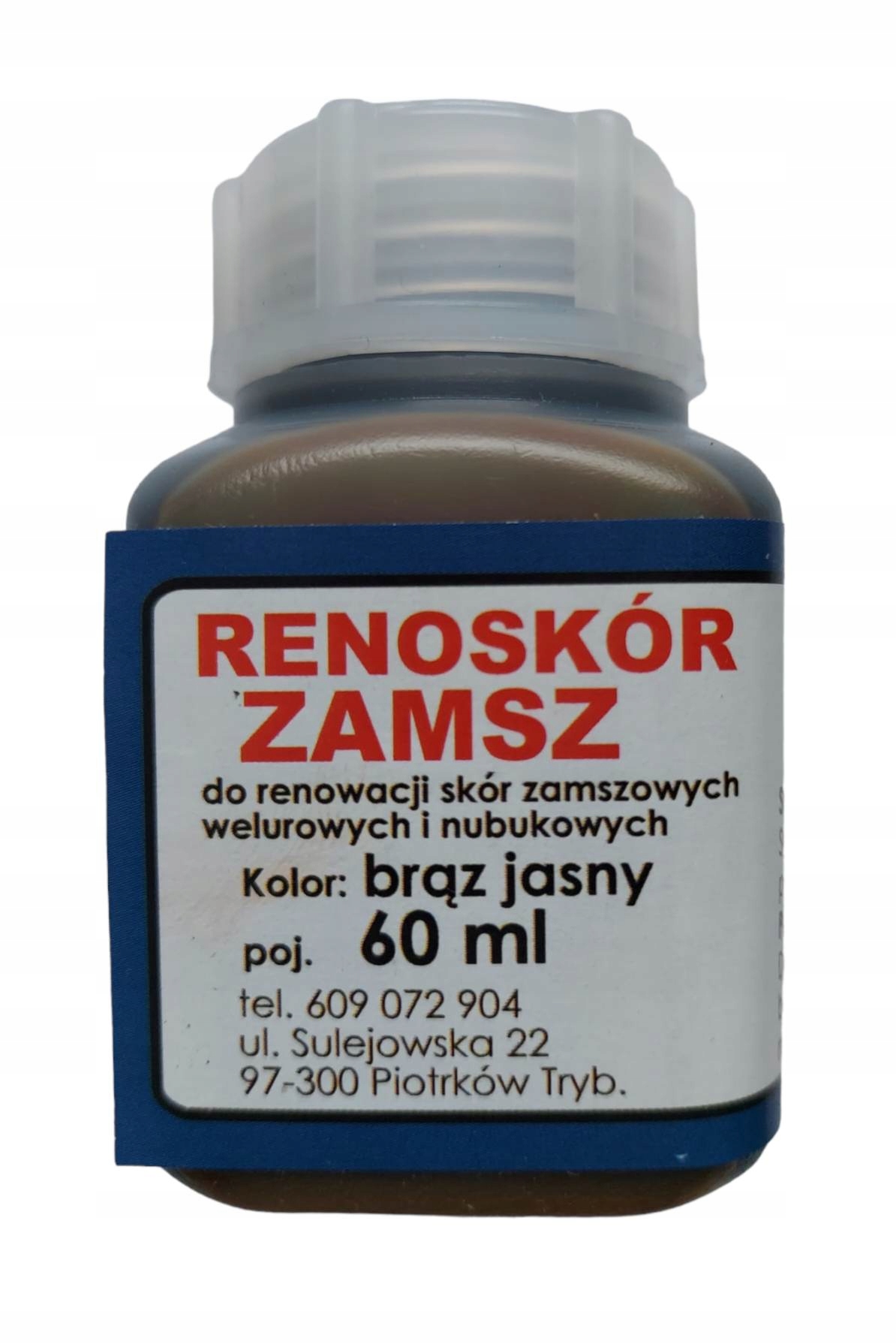 

Farba zamszu weluru nubuku Renoskór Brąz JASNY60ml