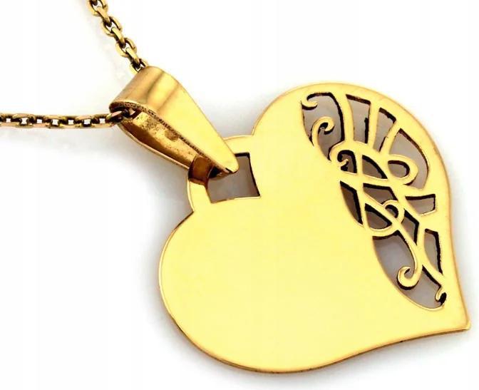 Zlaté srdce přívěsek na dárek 585 přívěsek origami srdíčko plech