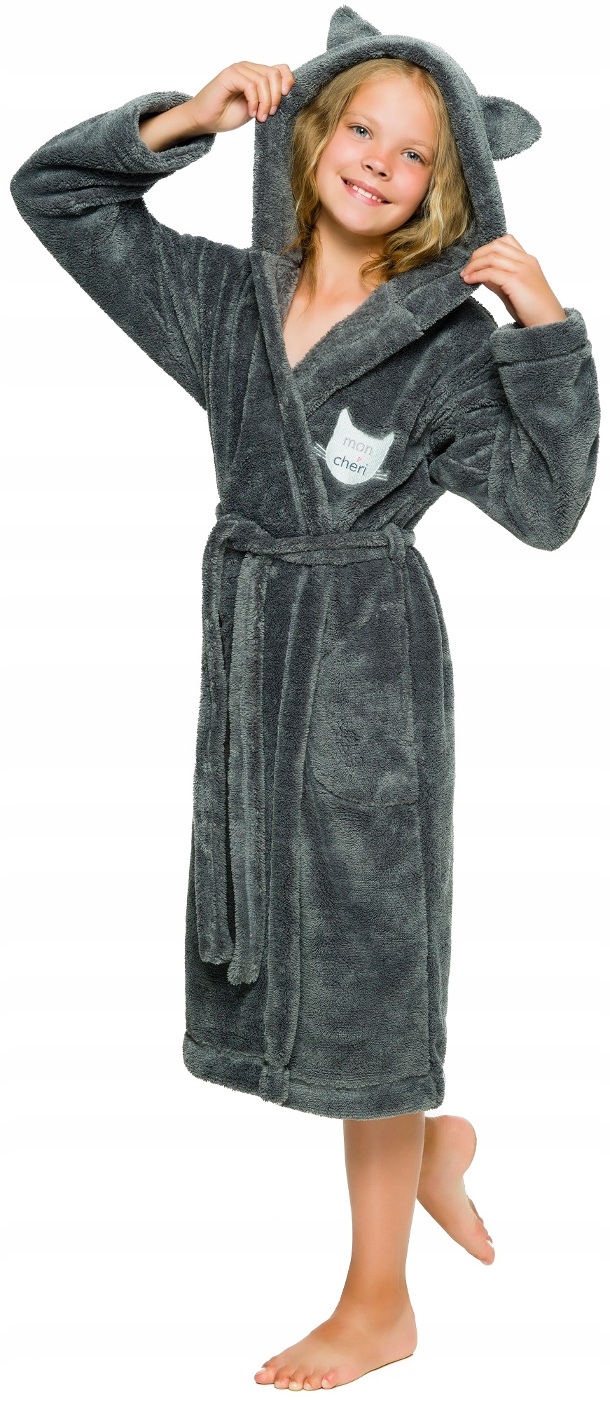 CIEPŁY MIŁY SZLAFROK DZIEWCZĘCY KAPTUR USZY 158 Marka Inna marka