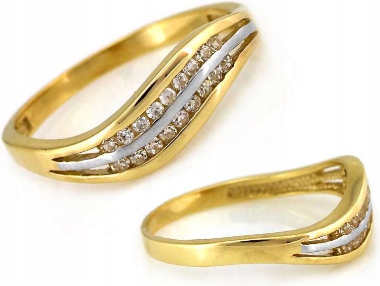 Zlatý prstýnek 585 s zirkony r14 pro ni 14k módní