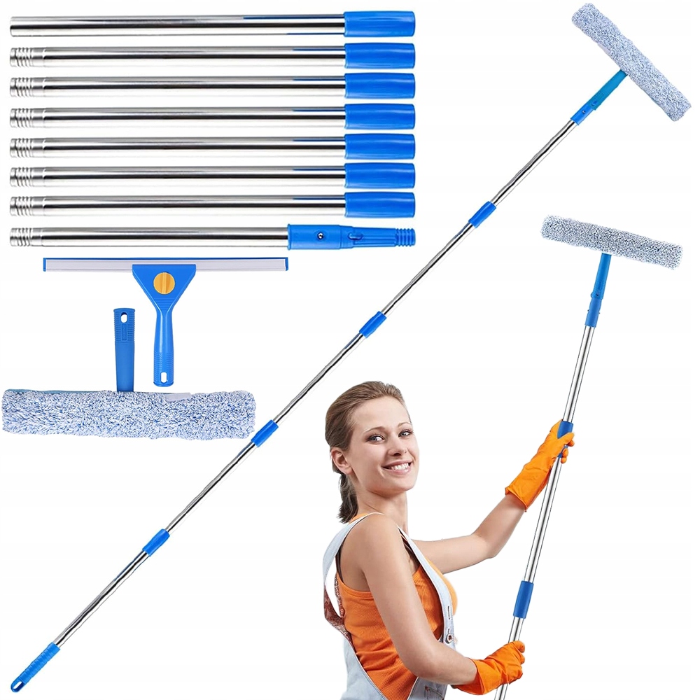 Mop Teleskopowy 3M Zestaw Czyszczący 2W1 Skrobak Szyb I Szczotka Mikrofibra
