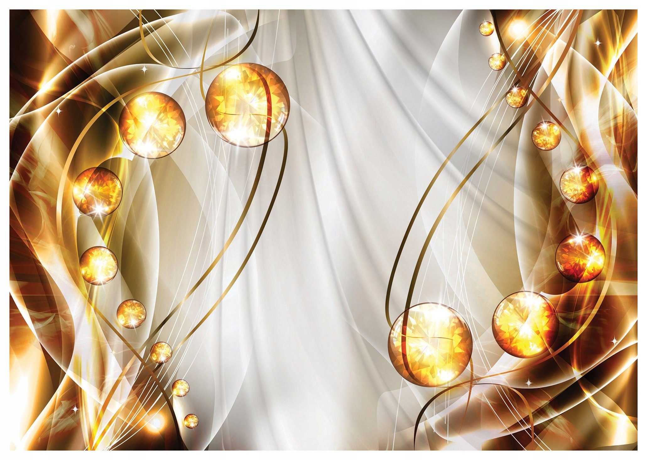 Fototapeta vlies Zlaté sféry na bielom pozadí, elegantný vzor 416x254 lepidlo