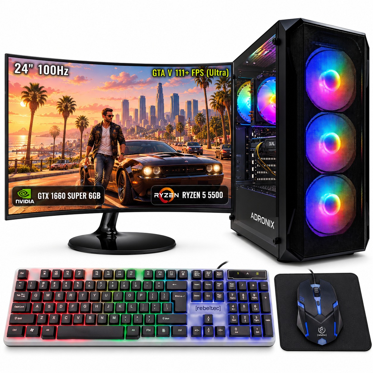 Herní Set Ryzen 5 5500 Gtx 1660 6GB 16GB 512GB WIN11 Mon 24"
