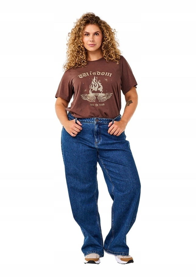 Zizzi Kalhoty Džíny Modré Rovné Nohavice Vysoký Pas 071C 48