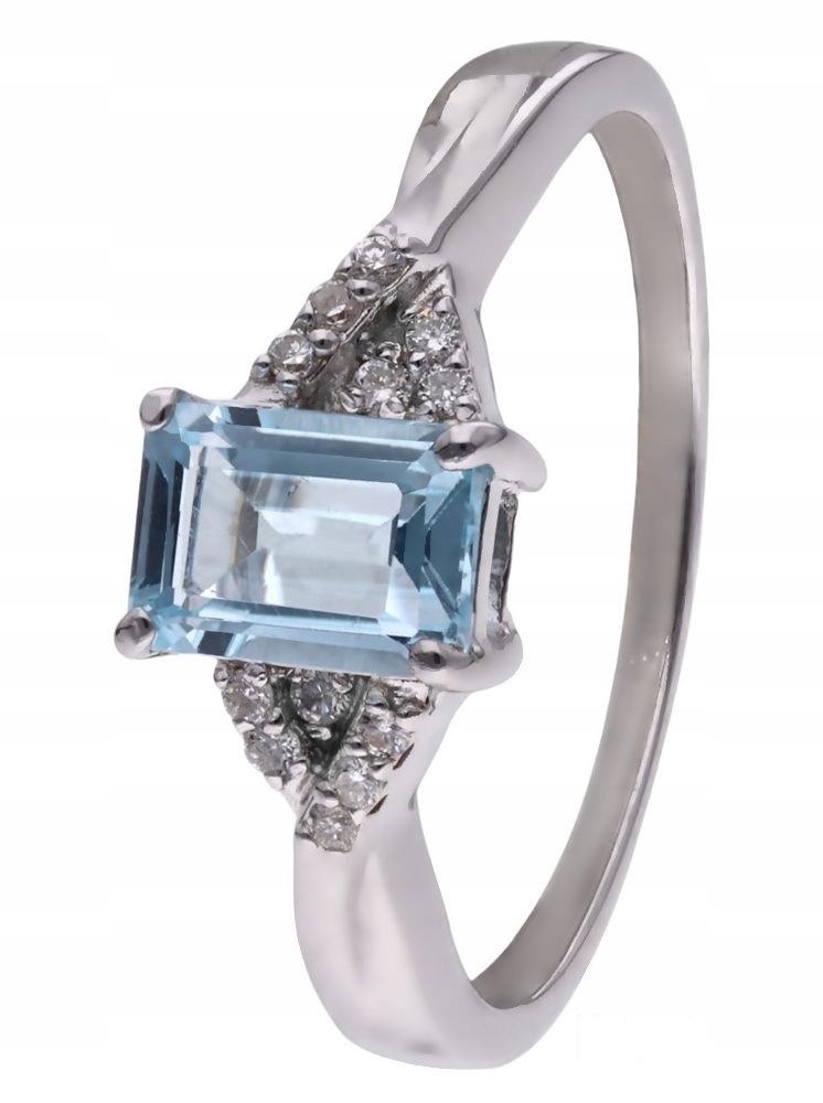Prstýnek Ag 925 modrý topaz s diamantem CVD-2061-R-BT vel. 17