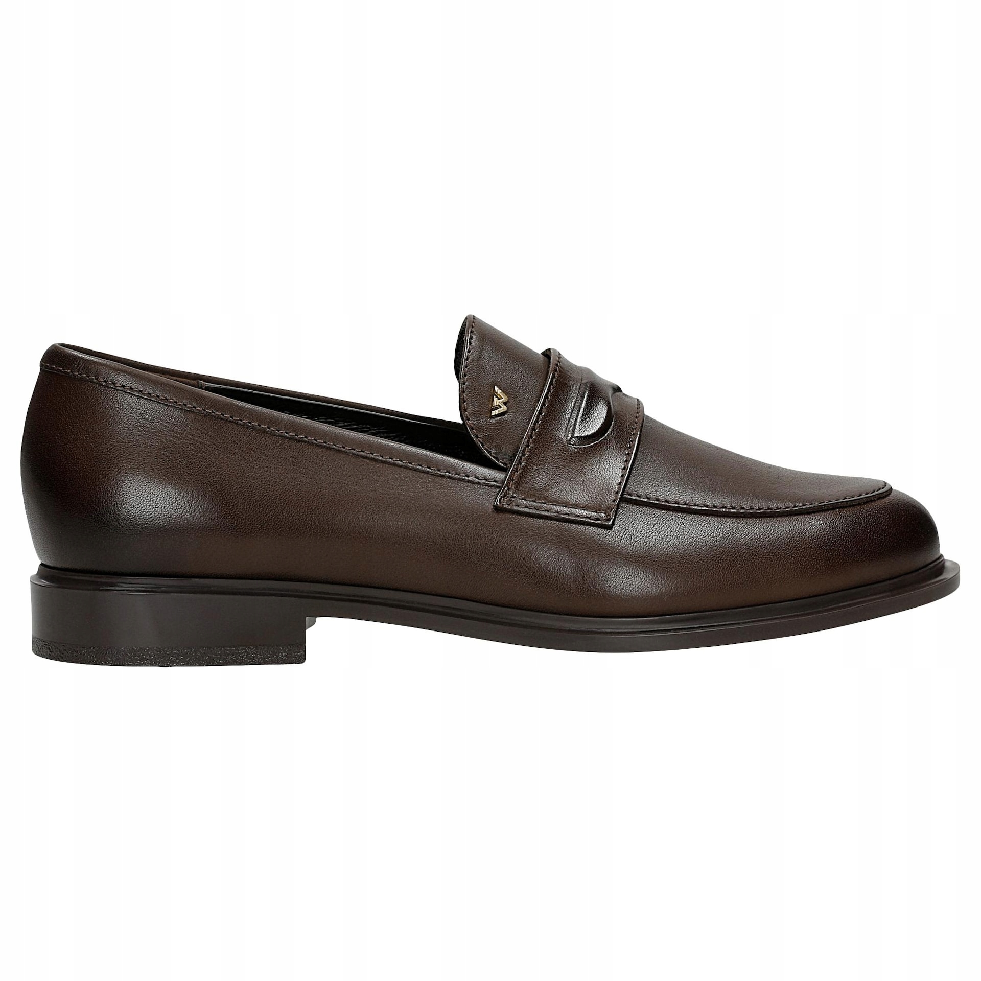 Hnědé dámské kožené mokasíny typu penny loafers vel. 39