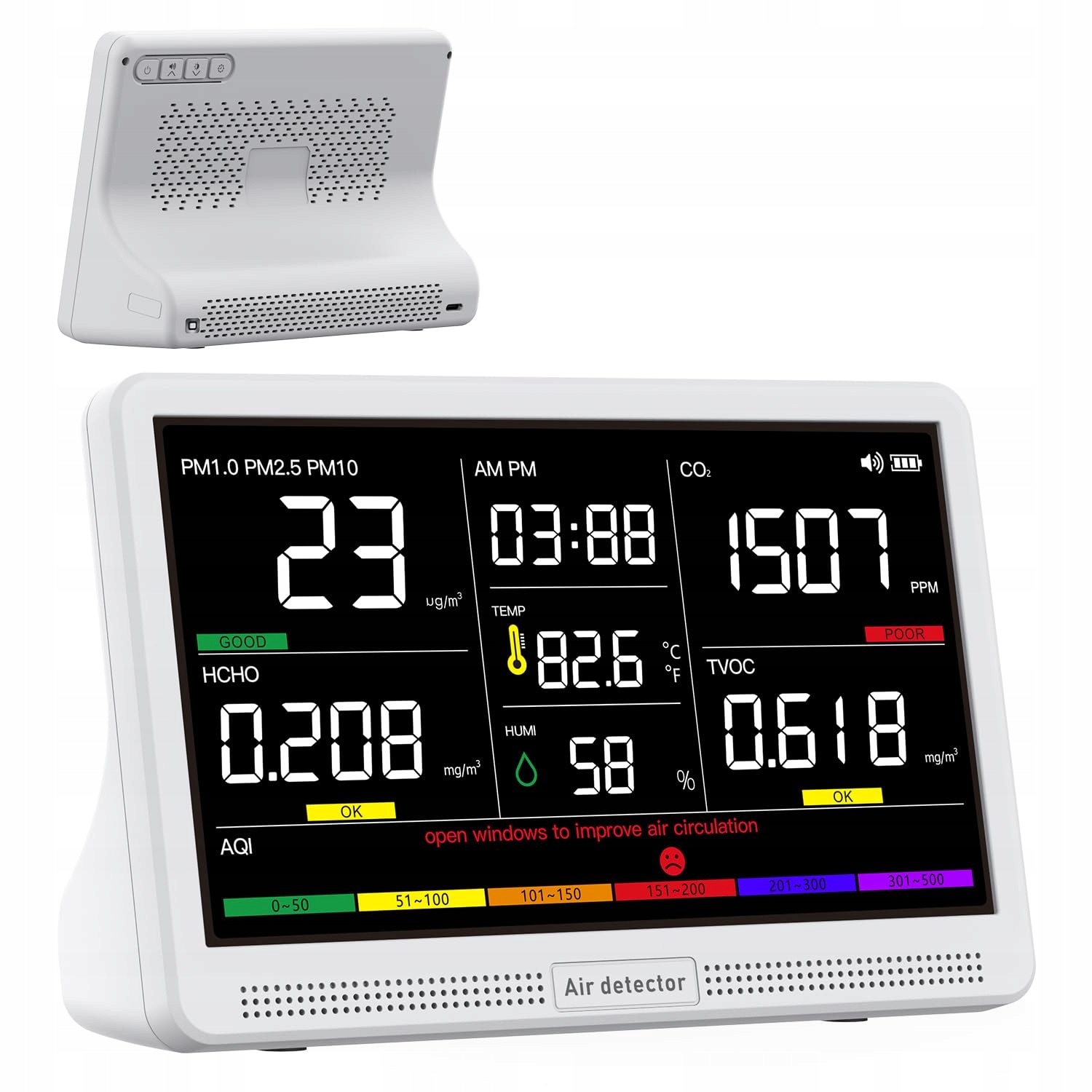 Miernik CO2 monitor jakości powietrza detektor czujnik CO2 Aqi