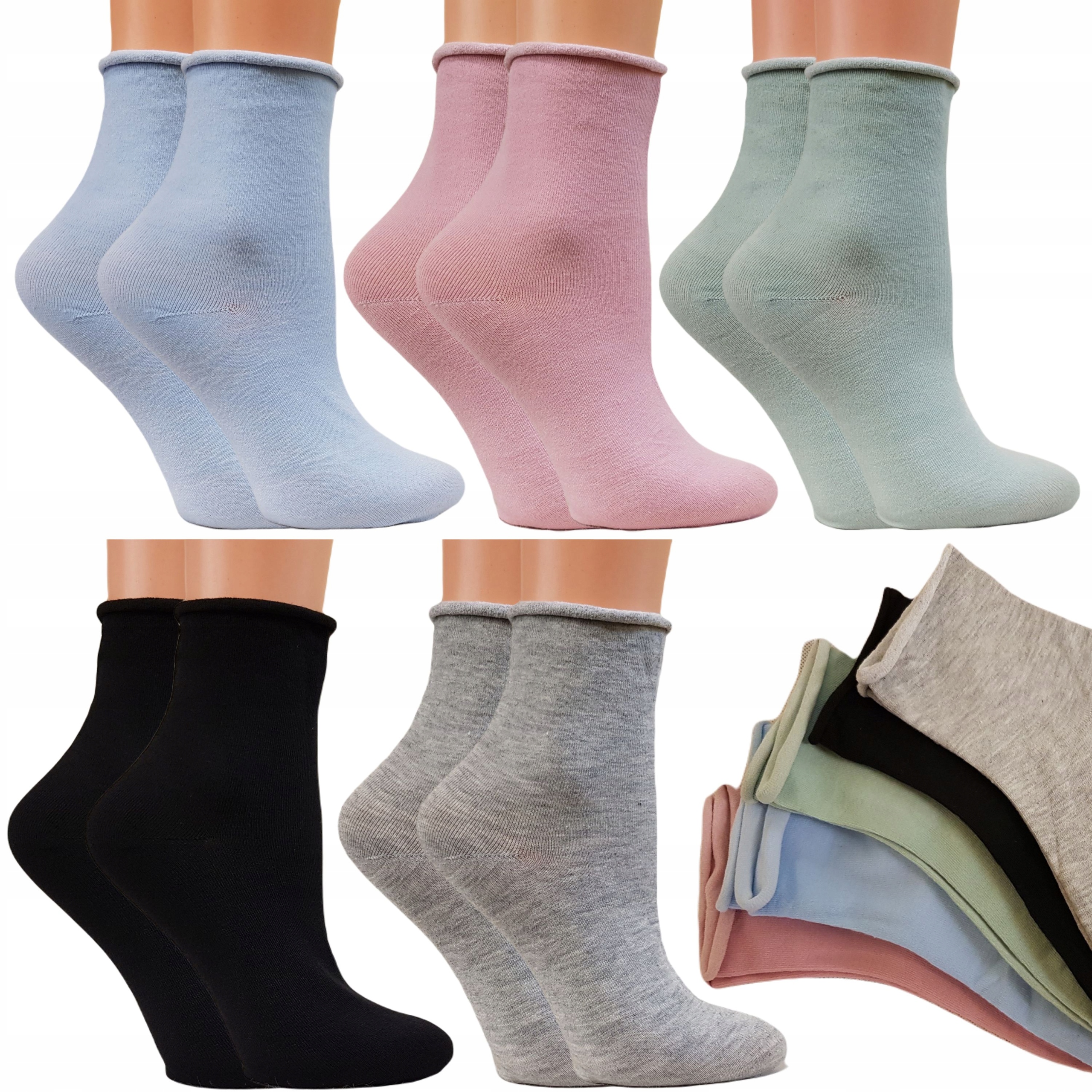 

5 X Skarpety Damskie Nieuciskowe Bawełniane