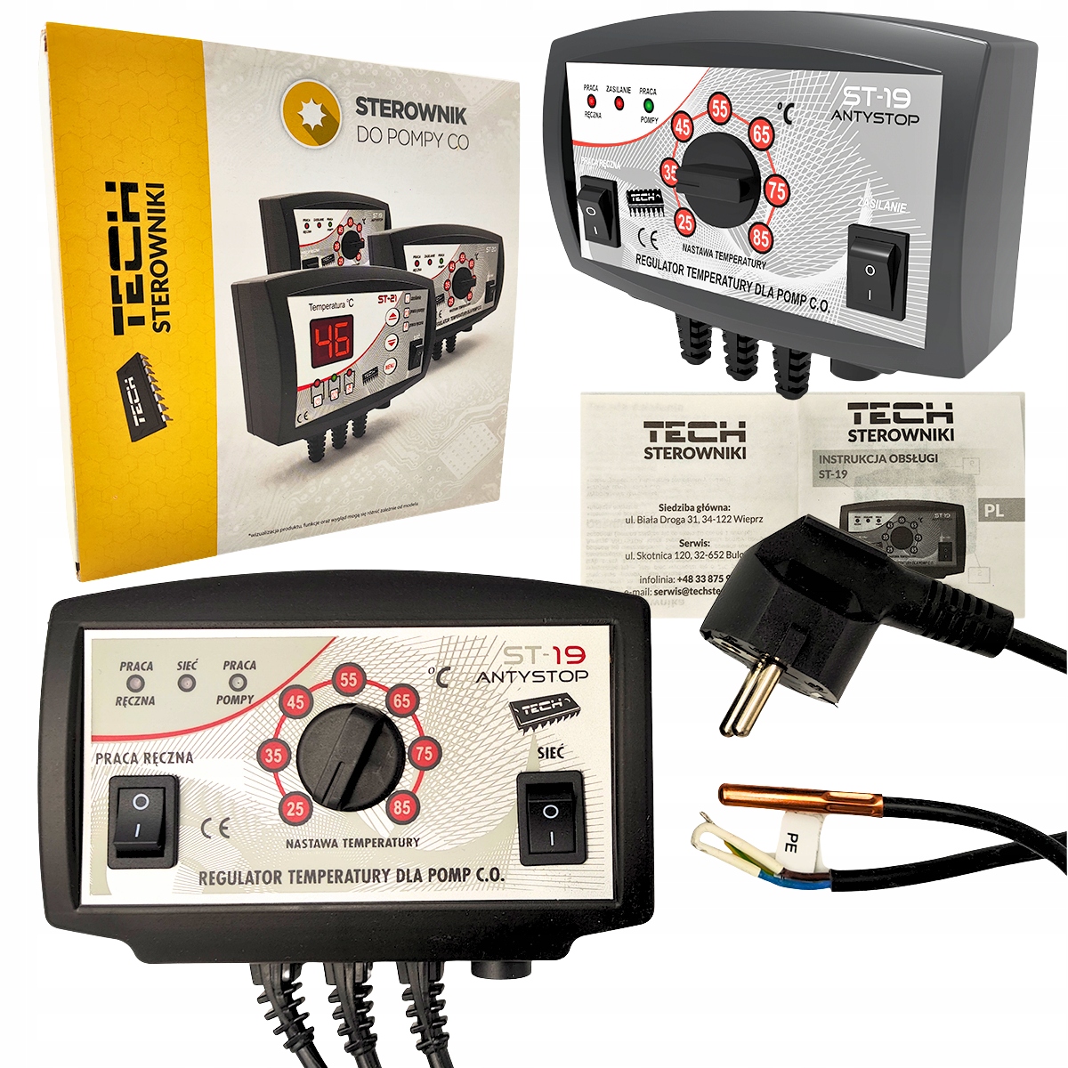 Sterownik Regulator Czujnik Temperatury Do Pompy Co Antystop Tech ST-19