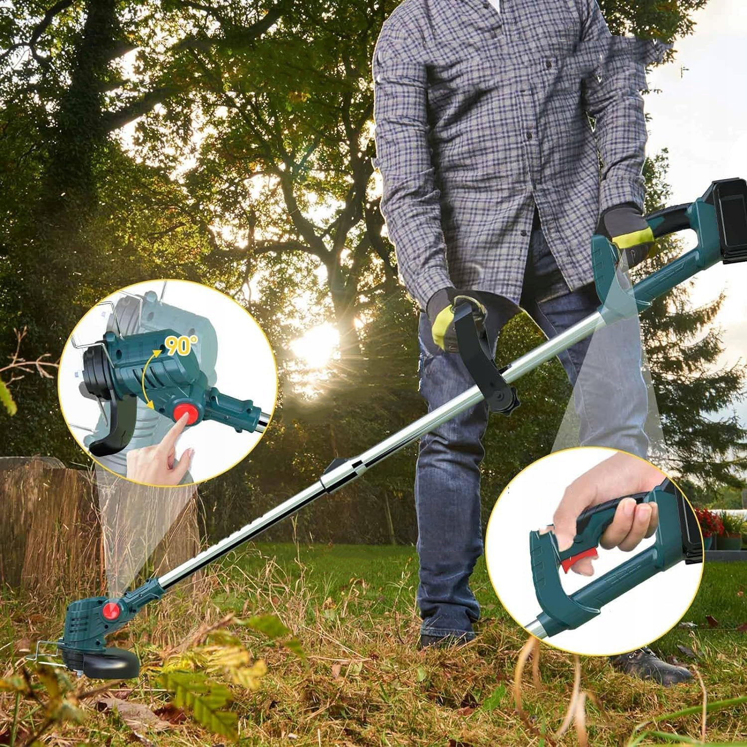 PODKASZARKA AKUMULATOROWA ELEKTRYCZNA KOSA WYKASZARKA DO TRAWY 2xAKU Marka Bedee