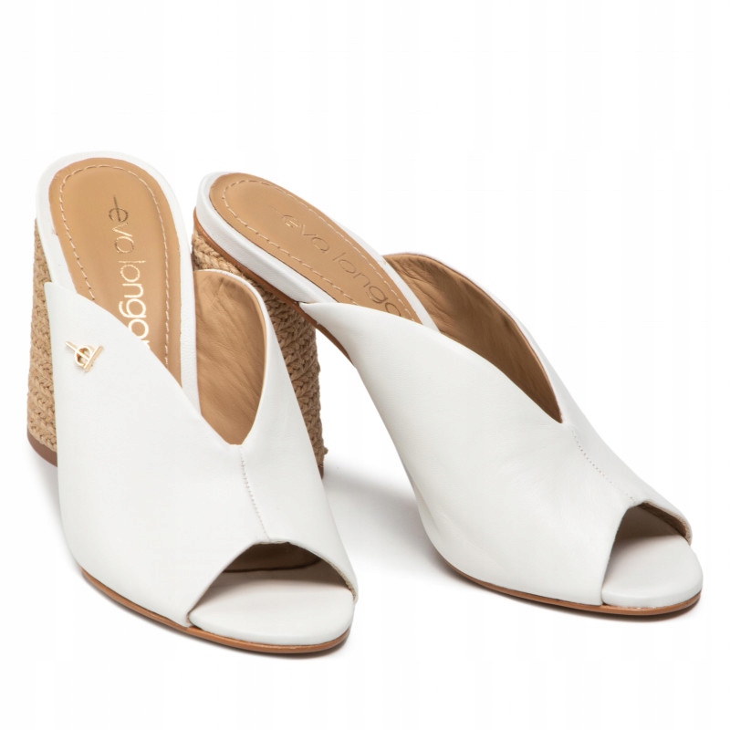 Eva Longoria Nazouváky Kožené, Bílé, Podpatek 38 VL