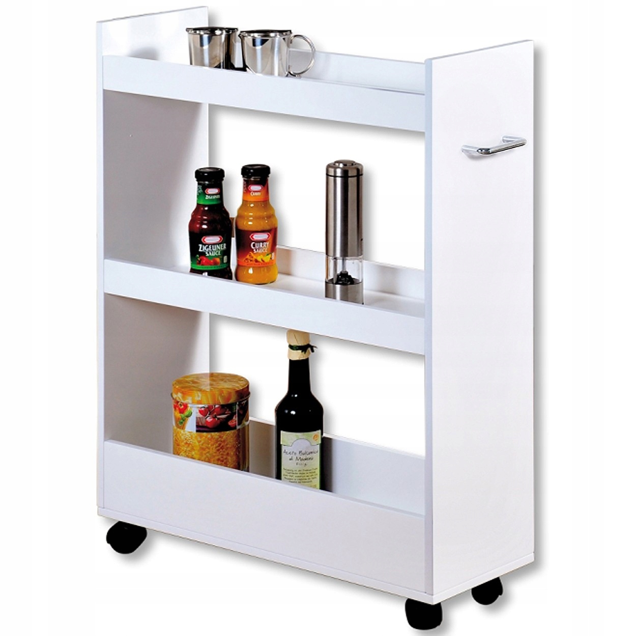 Úzka Vstavaná Skrinka do kuchyne na korenie Kolieska vozík regál s policami