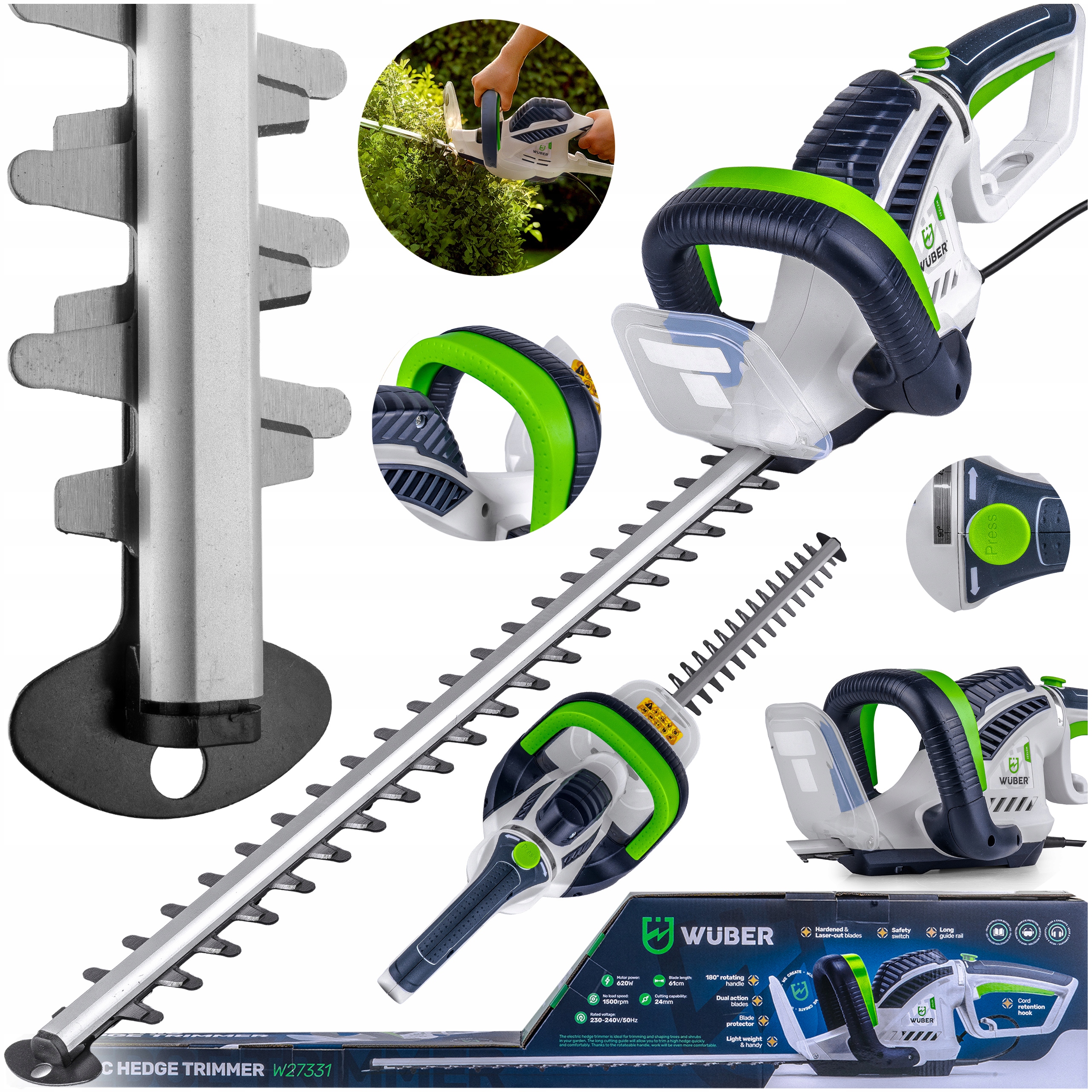 Nożyce Elektryczne Do Żywopłotu Cięcia Krzewów Przycinania Gałęzi Wuber