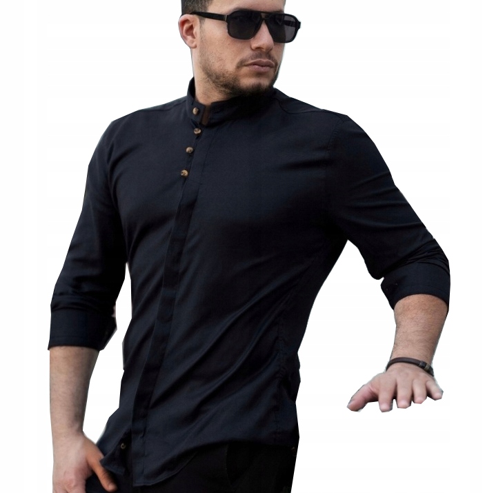 Koszula Męska Stójka Ślub Wesele Casual