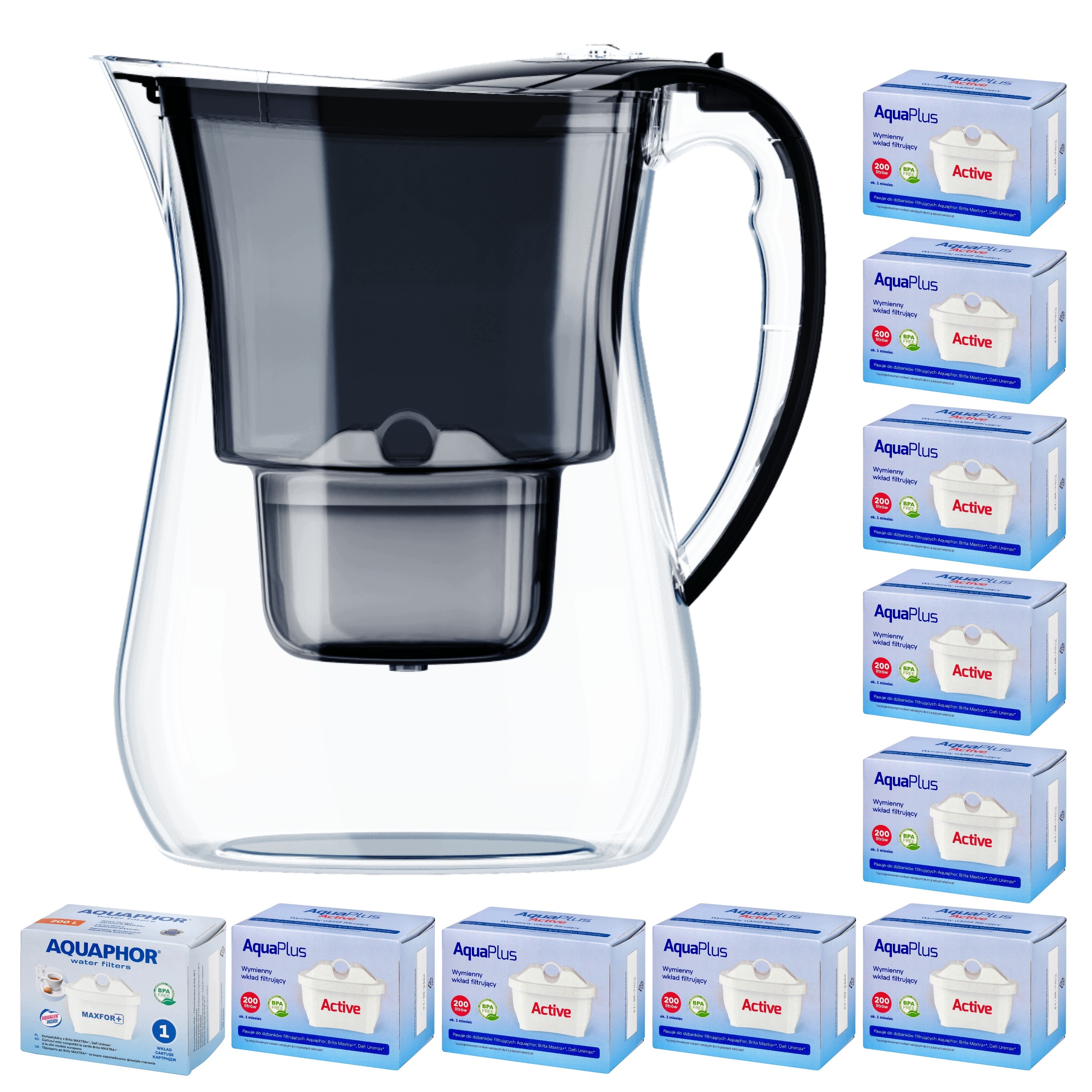 Filtrační konvice na vodu Aquaphor Lago Černá 3,8 l 10 náplní (1+9)