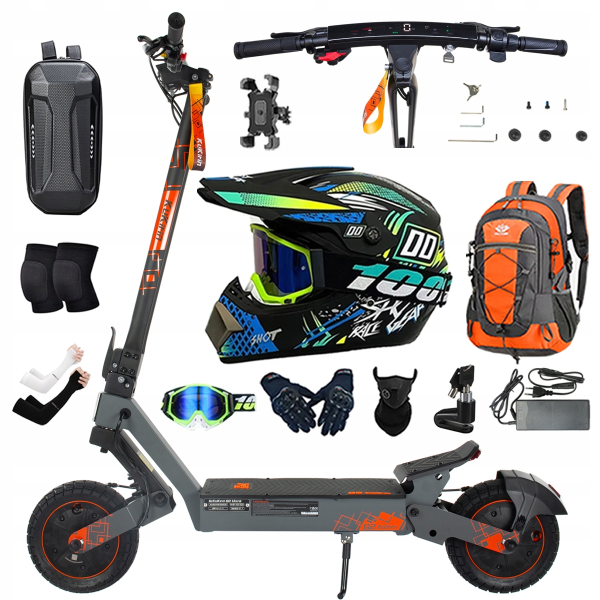 Kukirin G2 Ultra elektrické vozidlo 2000W 55km/h 55KM 48V18Ah 10" dárky