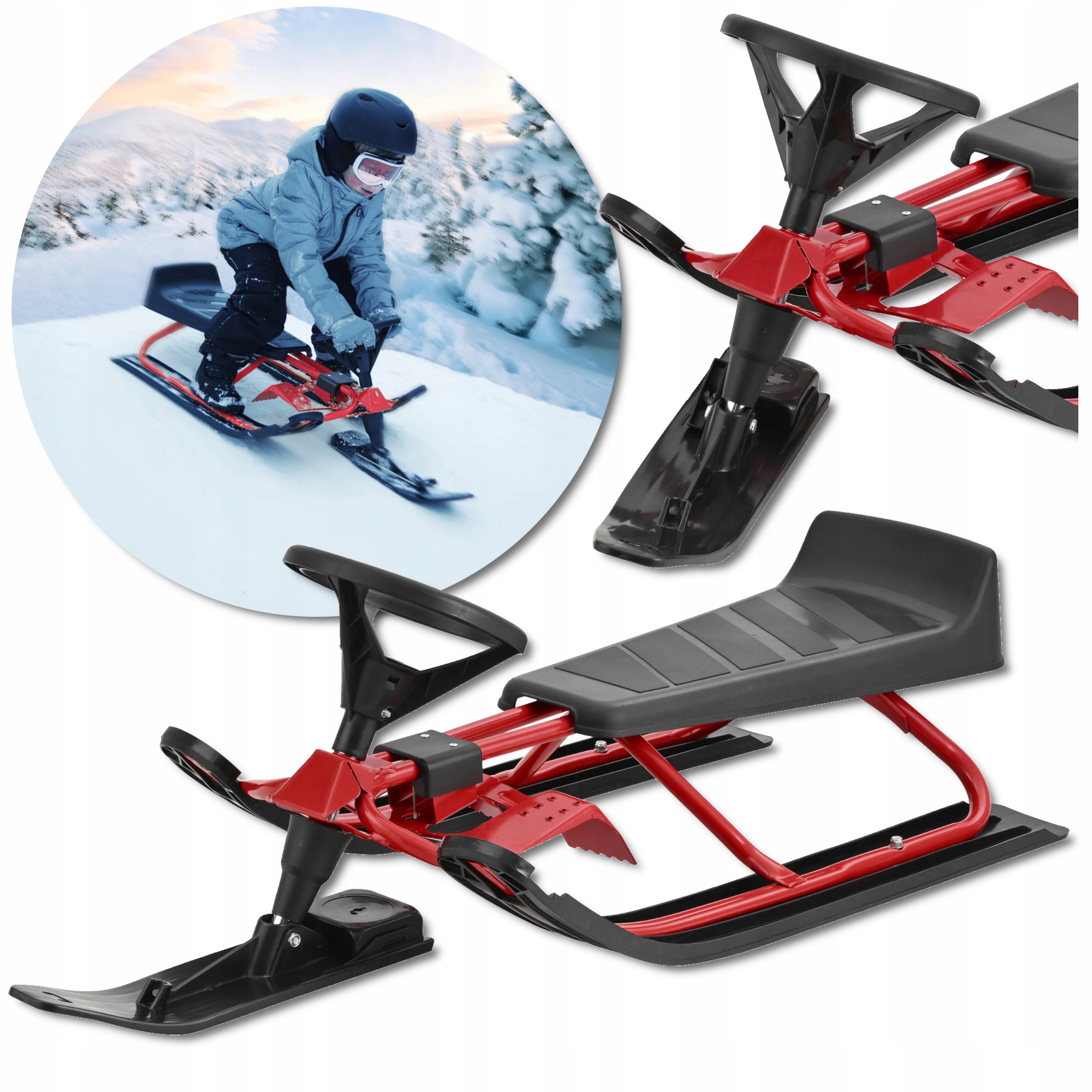 Metalowe Nartosanki Sanki Kayoba z hamulcem kierownicą Porządne