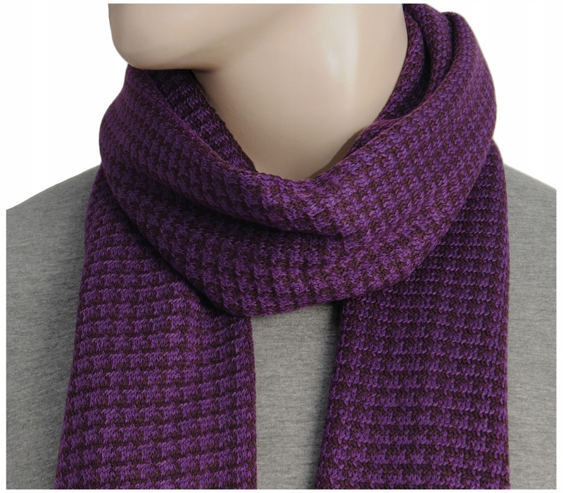 KURZA STOPKA Pepitka Szalik Zimowy FIOLETOWY af13 Marka GREG