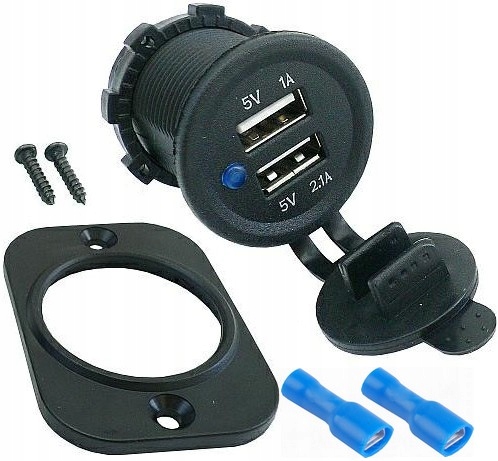 

Ładowarka samochodowa Montażowa 12V 24V 2xUSB 3,1A