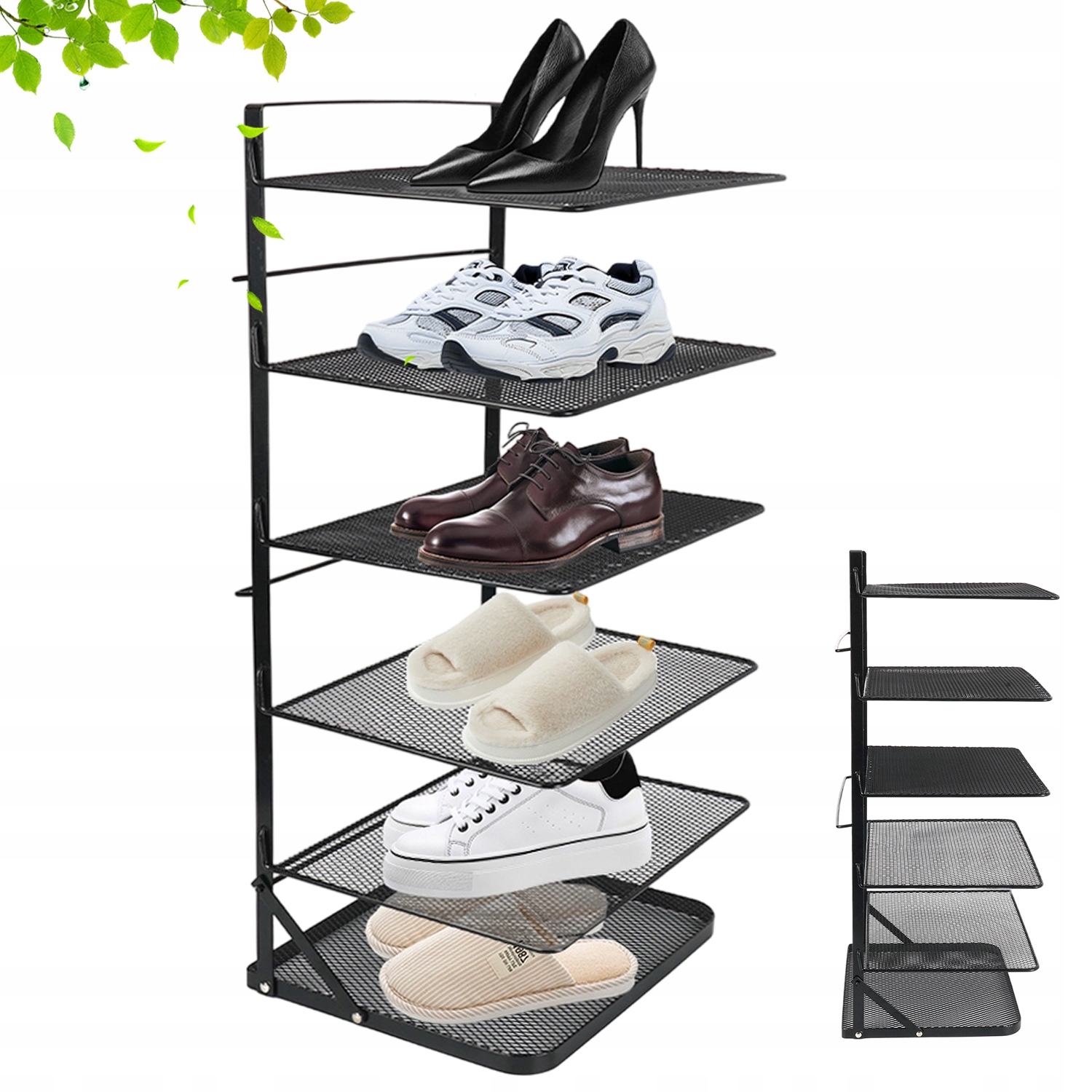 Regál Stojan Kovový Velká Police Na Boty 6-ÚROVŇOVÁ S Dřevěnou Policí