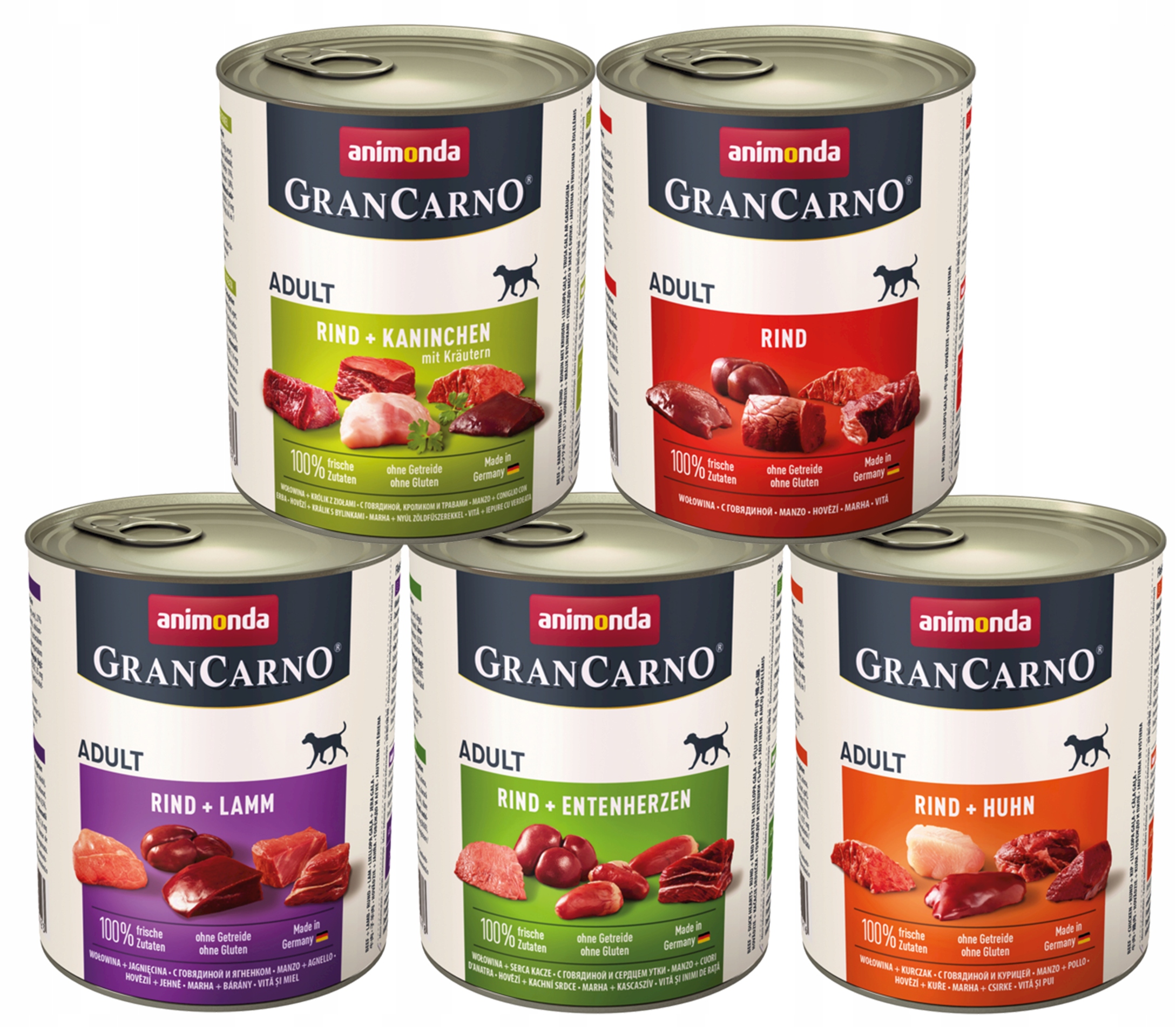 Levně Animonda GranCarno Adult MIX 5 příchutí Hovězího Masa Bez Vepřového Masa 5x800 g