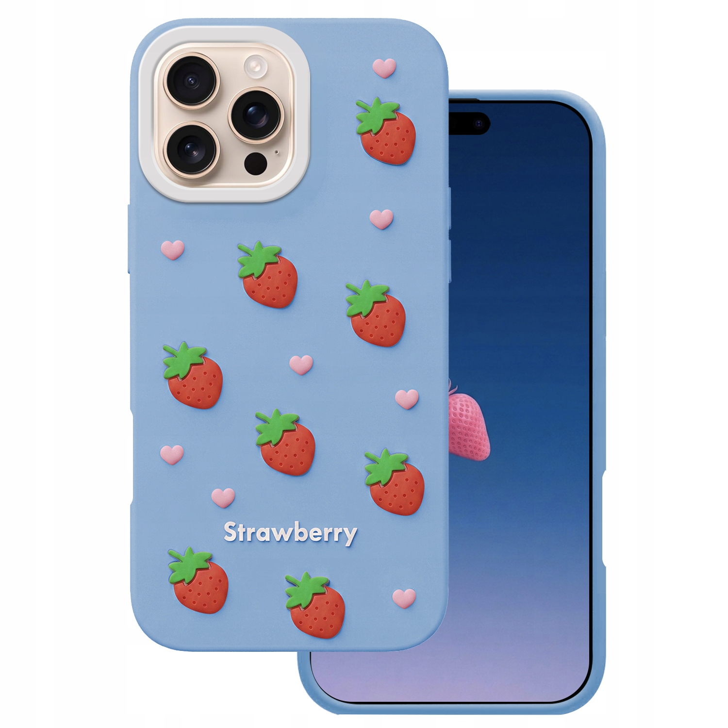 Nakładka Strawberry do iPhone 16 Pro 6,3" niebieska Tfo