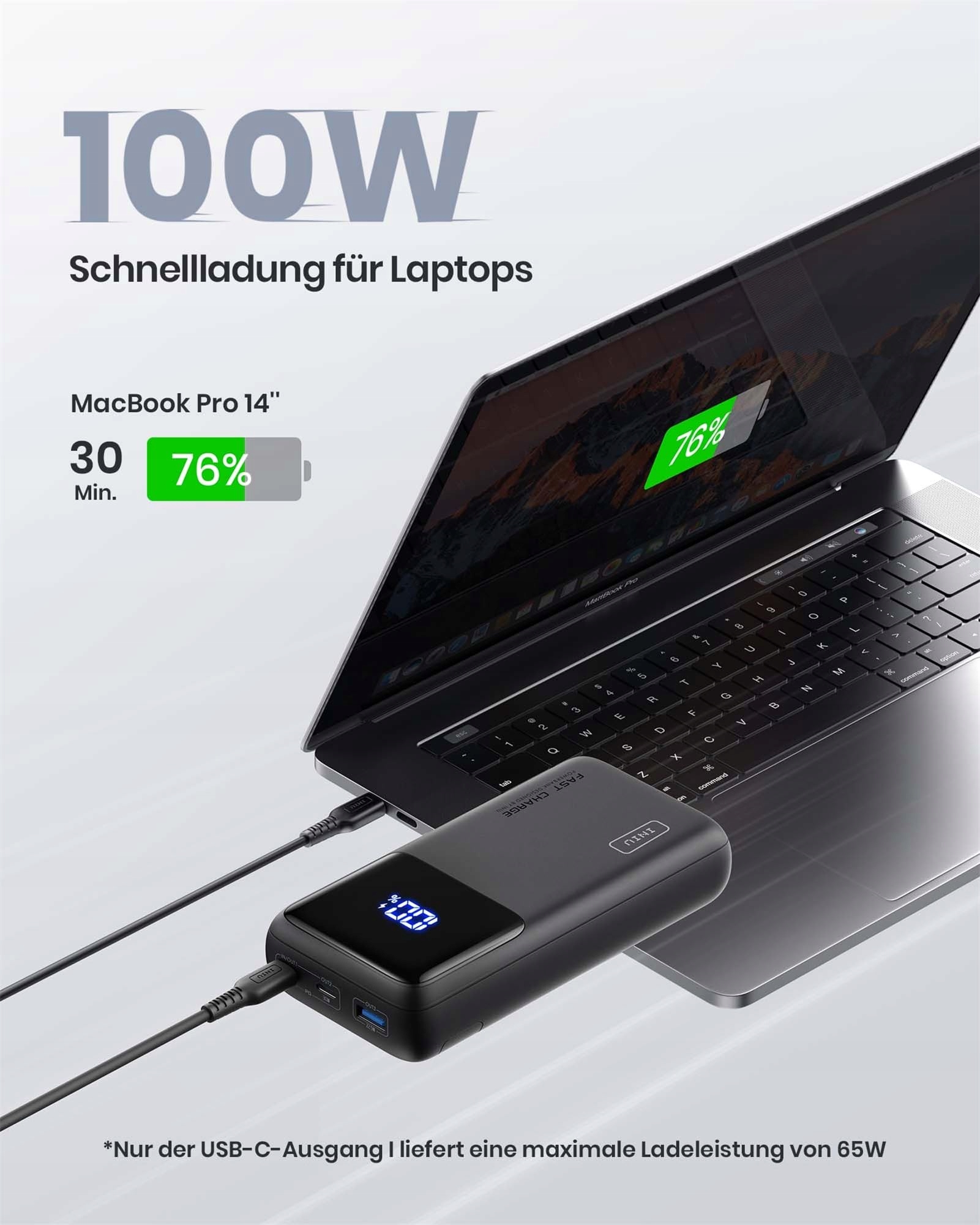 INIU Power Bank 100W 25000mAh USB C Do Laptopów i Telefonów — miniatura 9